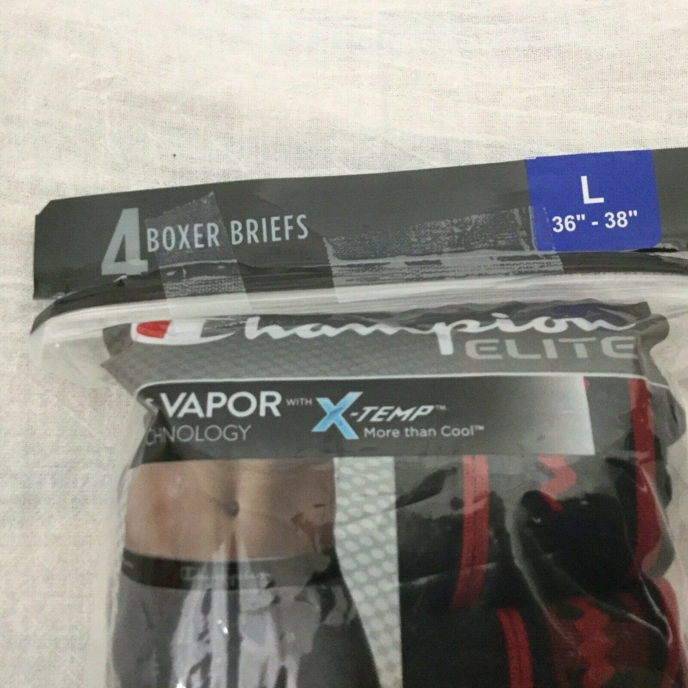 Champion Elite Mens Boxer Briefs LARGE OPEN 4 pair